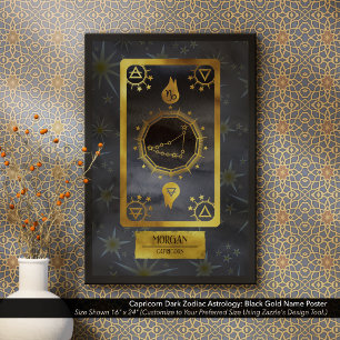 Steenbok Dark Zodiac Astrology: Black Gold Naam Poster