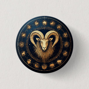 Steenbok Dierenriem Symbool Ronde Button 3,2 Cm