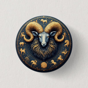 Steenbok Dierenriemsymbool Ronde Button 3,2 Cm