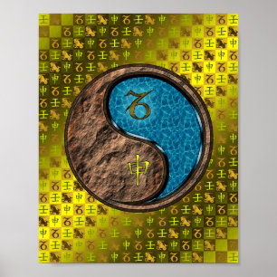 Steenbok en wateraap poster