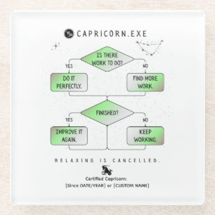 Steenbok Flowchart Funny Zodiac Humor (kleurrijk) Glazen Onderzetter