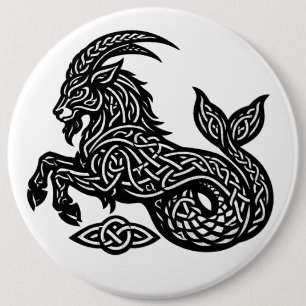 Steenbok — Geïnktelege Zodiacus Geit‑Vis Ronde Button 6,0 Cm