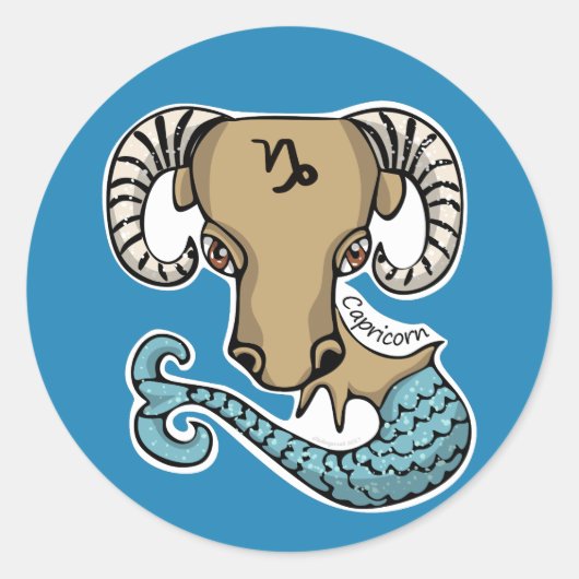 Steenbok Geitenvis Ronde Sticker (Voorkant)