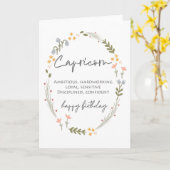 Steenbok Happy Birthday Star Sing Zodiac Groet Kaart (Gele Bloem)