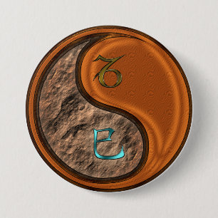 Steenbok & Hout Slang Ronde Button 7,6 Cm