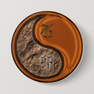 Steenbok & Houten Konijn Ronde Button 7,6 Cm