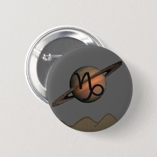 Steenbok Knop Ronde Button 5,7 Cm (Voorkant /achterkant)