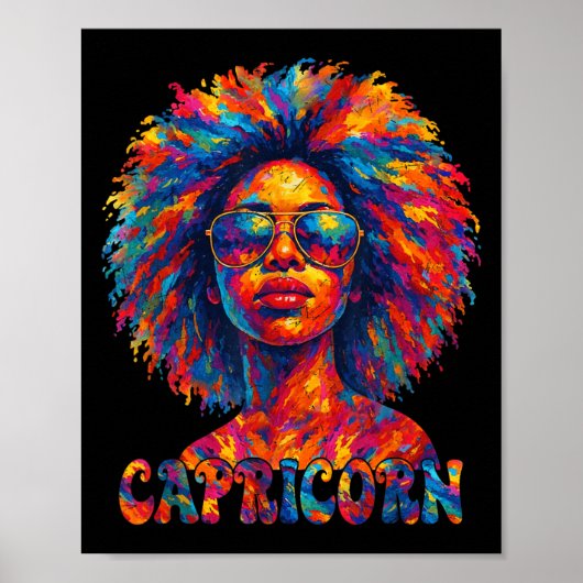 Steenbok Koningin Afro Art Afro-Amerikaanse Vrouwe Poster (Voorkant)