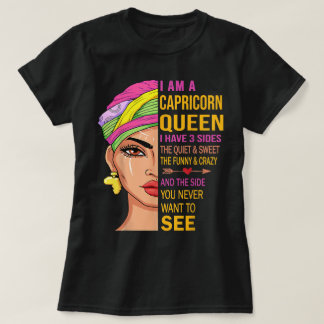 Steenbok koningin Ik heb 3 kanten verjaardag Capri T-shirt