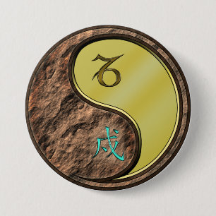 Steenbok & Metaal Hond Ronde Button 7,6 Cm