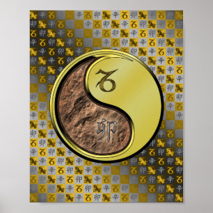 Steenbok & Metaal Konijn Poster