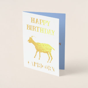 Steenbok Star Sign Geit Aangepaste Verjaardag Folie Kaarten