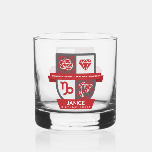Steenbok Verjaardag Crest™ voor 1-19 januari Whisky Glas