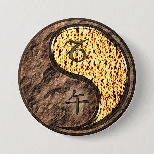 Steenbok & Vuurpaard Ronde Button 7,6 Cm