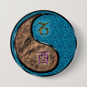 Steenbok & Water Haan Ronde Button 7,6 Cm