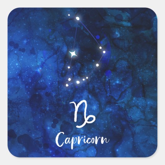 Steenbok Zodiac Constellation Galaxy Celestial Vierkante Sticker (Voorkant)
