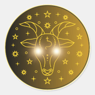 Steenbok Zodiac Embleem Minimaal Hemels Symbool Ronde Sticker