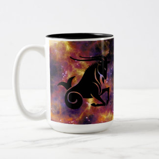 Steenbok Zodiac Galaxy Kunst – Astrologie Horoscoo Tweekleurige Koffiemok