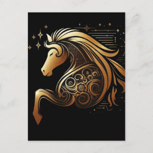 Steenbok Zodiac Gouden Paard Astrologie Aankondigingskaart