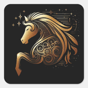 Steenbok Zodiac Gouden Paard Astrologie Vierkante Sticker