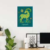 Steenbok Zodiac Sign in ingewikkelde patronen Poster (Thuiskantoor)