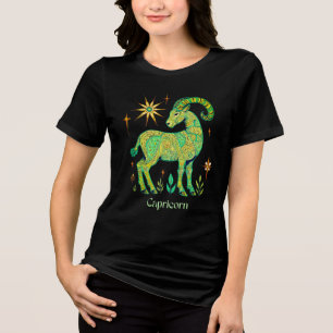 Steenbok Zodiac Sign in ingewikkelde patronen Tri-Blend Shirt