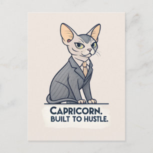 Steenbok Zodiac Sphynx Kat Built Hustle Kunst Briefkaart