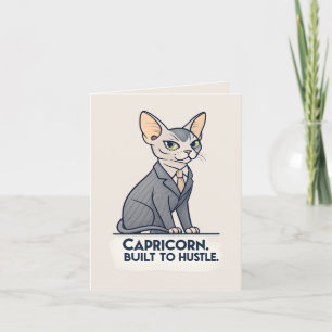 Steenbok Zodiac Sphynx Kat Built Hustle Kunst Feestdagen Kaart