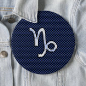 Steenbok Zodiac Symbool Navyblauw Koolstofvezel Ronde Button 6,0 Cm (In situ)