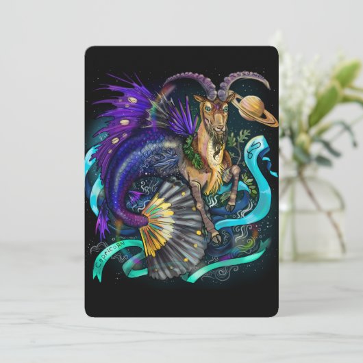 Steenbok Zodiac Teken Uitnodiging (Staand voorkant)