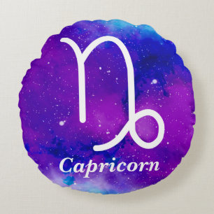 Steenboksymbool Paarse Blue Space Nebula Rond Kussen