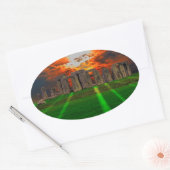 Steenhenge Standing Stones bij Sunset Ovale Sticker (Envelop)