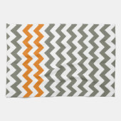 Steenkool en Oranje Chevron Stripes Theedoek (Horizontaal)