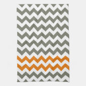 Steenkool en Oranje Chevron Stripes Theedoek (Verticaal)