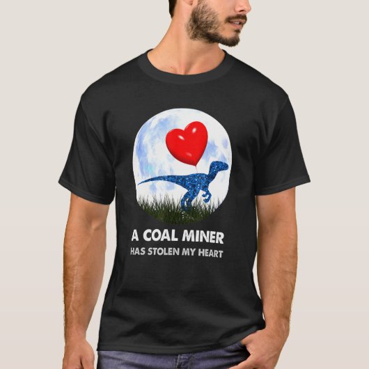 Steenkool Miner t rex Dinosaur humor T-shirt (Voorkant)