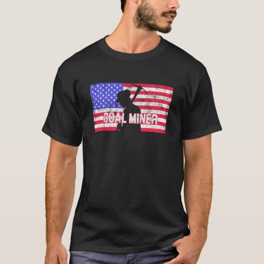 Steenkoolmijnvlaggen Usa Funny Mining Mine Worker T-shirt (Voorkant)