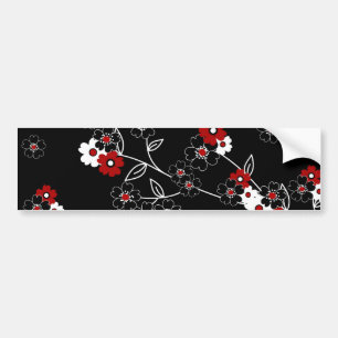 Steenkorven handgetekende bloemen bumpersticker