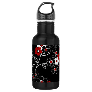 Steenkorven  handgetekende bloemen waterfles 