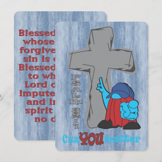 Steenkruis Cuz You Matter Psalm 32 1 Kaart (Voorkant / Achterkant)