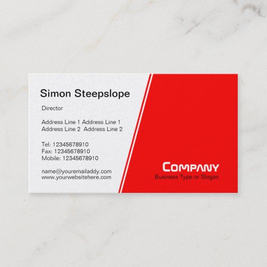 Steep Slope - White en Red (Platinum) Visitekaartje (Voorkant)