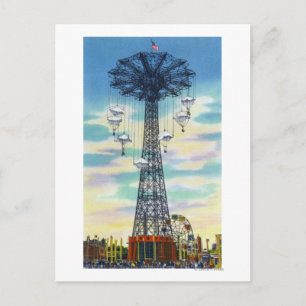 Steeplechase Park Parachute Jump Day Scene Briefkaart