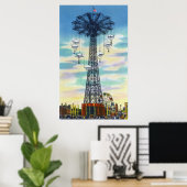 Steeplechase Park Parachute Jump Day Scene Poster (Thuiskantoor)