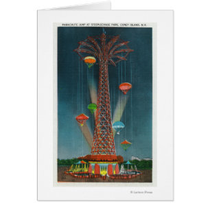 Steeplechase Park Parachute Jump Uitzicht bij nach