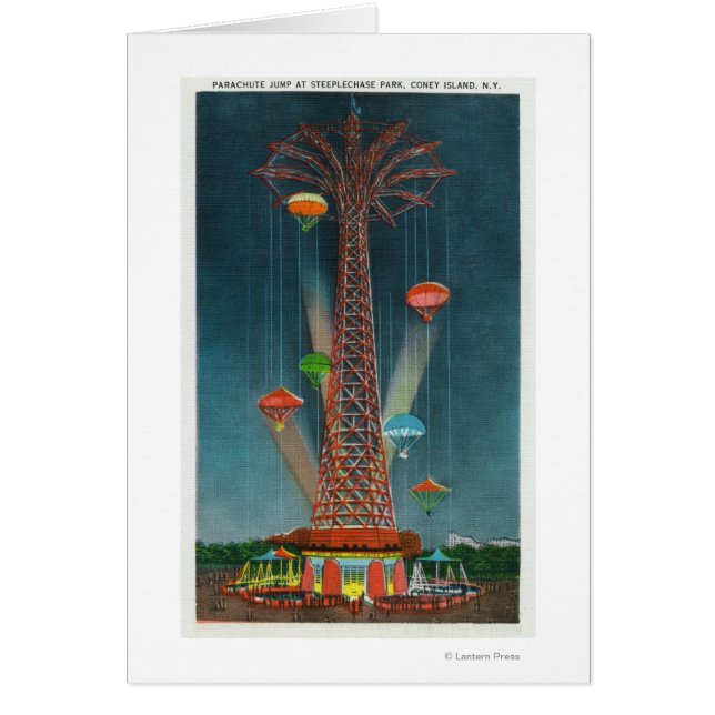 Steeplechase Park Parachute Jump Uitzicht bij nach (Voorkant)