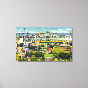 Steeplechase Park Uitzicht Pavilion of Fun Canvas Afdruk