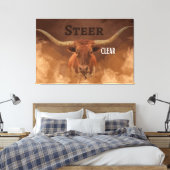 'Steer Clear' Langhoorn Opgespannen Canvasprint Canvas Afdruk (Insitu (Slaapkamer))