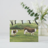 Steer en Calf Art Briefkaart (Staand voorkant)