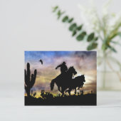 Steer Roping Cowboy and Horse Southwestern Desert Briefkaart (Staand voorkant)