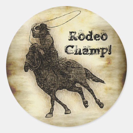 Steer Roping Rodeo Cowboy Ronde Sticker (Voorkant)
