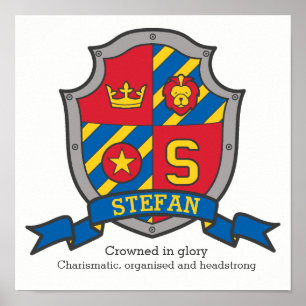 Stefan jongensnaam: heraldry shield poster